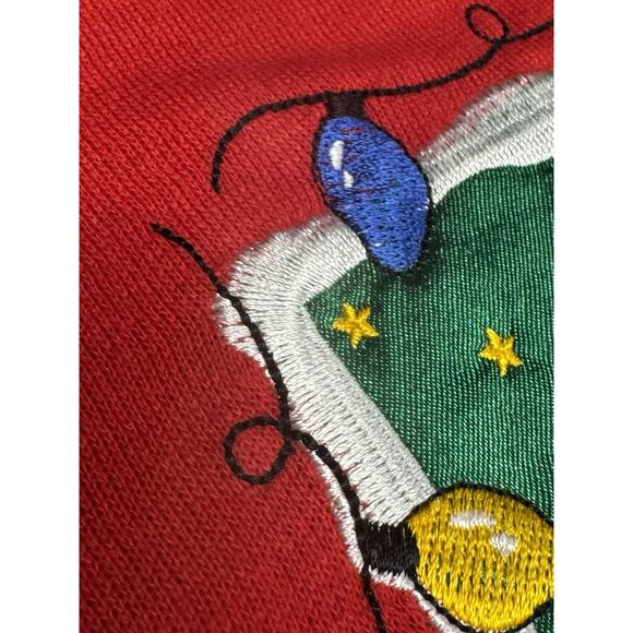 Vintage Nutcracker Red 1X Embroidered Santa Happy Holiday! Christmas Sweatshirt - Picture 7 of 12